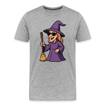 Lunettes de soleil Sorcière avec balai - T-shirt bio Premium Homme - gris chiné - Devant - Damien (186cm)