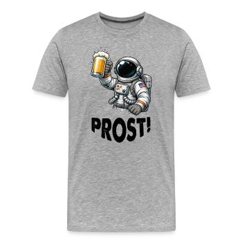 Astronaut mit Bierglas - Männer Premium Bio T-Shirt - Grau meliert - Vorne - Damien (186cm)