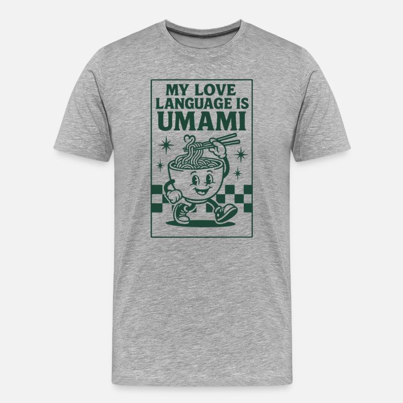 Umami, c’est l’amour | Nouilles ramen - T-shirt bio Premium Homme - gris chiné