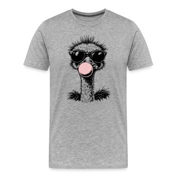 Cooler Strauß blast Kaugummi - Männer Premium Bio T-Shirt - Grau meliert - Vorne - Damien (186cm)