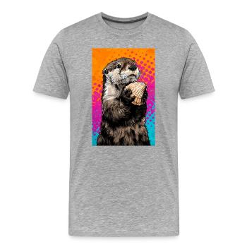 Otter - Männer Premium Bio T-Shirt - Grau meliert - Vorne - Damien (186cm)