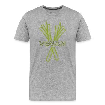 Vegan Lauch Silhouette  - Männer Premium Bio T-Shirt - Grau meliert - Vorne - Damien (186cm)