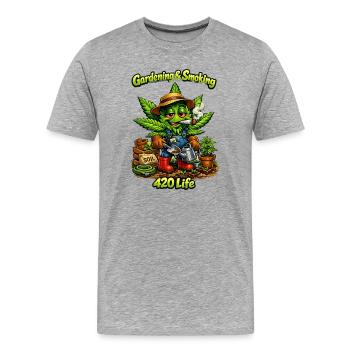 Gartenheld 420 Vie - T-shirt bio Premium Homme - gris chiné - Devant - Damien (186cm)