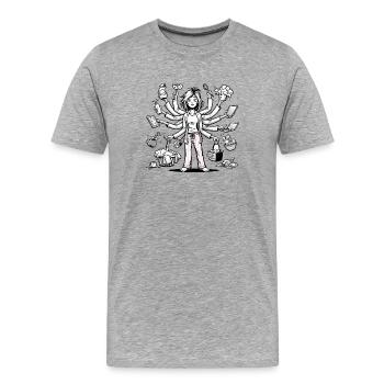 Multitasking-Mom - Männer Premium Bio T-Shirt - Grau meliert - Vorne - Damien (186cm)