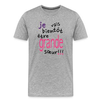 grande soeur - T-shirt bio Premium Homme - gris chiné - Devant - Damien (186cm)