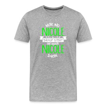 NICOLE die Echte - Männer Premium Bio T-Shirt - Grau meliert - Vorne - Damien (186cm)
