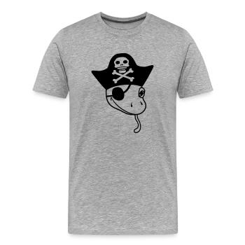 gesicht gecko pirat seeraeuber kapitaen matrose se - Männer Premium Bio T-Shirt - Grau meliert - Vorne - Damien (186cm)