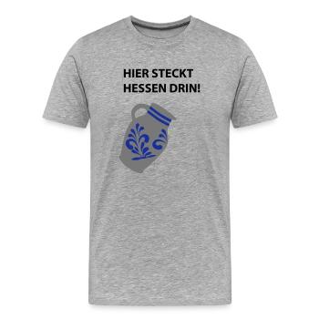Hier steckt Hessen drin! - Männer Premium Bio T-Shirt - Grau meliert - Vorne - Damien (186cm)