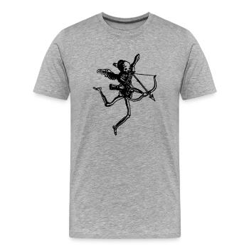 Amor Skelett - Männer Premium Bio T-Shirt - Grau meliert - Vorne - Damien (186cm)
