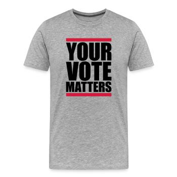 votre vote compte citation - T-shirt bio Premium Homme - gris chiné - Devant - Damien (186cm)