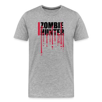 zombie hunter Halloween Quote - Men's Premium Organic T-Shirt - heather grey - Front - Damien (186cm)