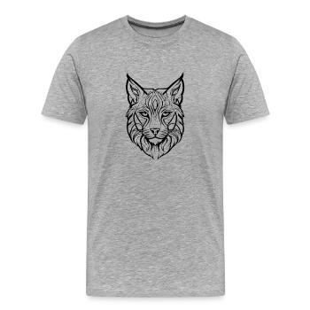 Lynx animal de puissance : Voyant de l’âme - T-shirt bio Premium Homme - gris chiné - Devant - Damien (186cm)