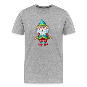 Diablotin / Nain / Fée / Noël / Elfe - T-shirt bio Premium Homme - gris chiné - Devant - Damien (186cm)