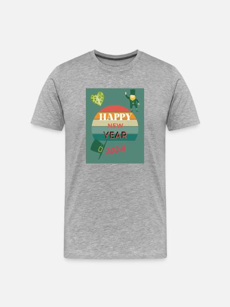 Glückwünsche 2024 Neujahr - Männer Premium Bio T-Shirt - Grau meliert