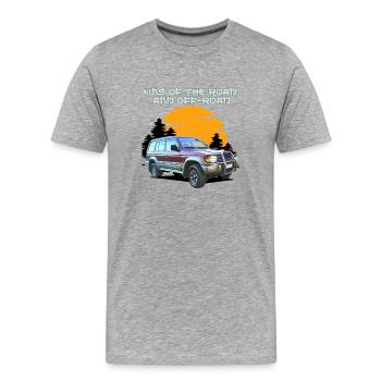 Rennrad und Offroad Sunset SUV - Männer Premium Bio T-Shirt - Grau meliert - Vorne - Damien (186cm)