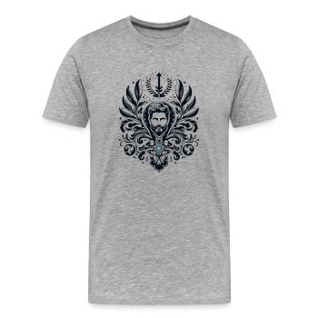 Conception de bouclier noir et blanc avec gemme bleue - T-shirt bio Premium Homme - gris chiné - Devant - Damien (186cm)