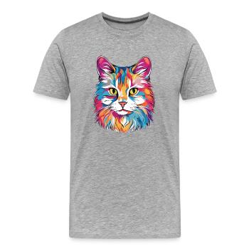 Chat - T-shirt bio Premium Homme - gris chiné - Devant - Damien (186cm)