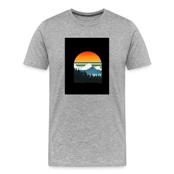 Coucher de soleil sur la montagne - T-shirt bio Premium Homme - gris chiné - Devant - Damien (186cm)