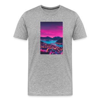 City in the sunset - Men's Premium Organic T-Shirt - heather grey - Front - Damien (186cm)