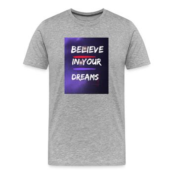 Believe - Men's Premium Organic T-Shirt - heather grey - Front - Damien (186cm)