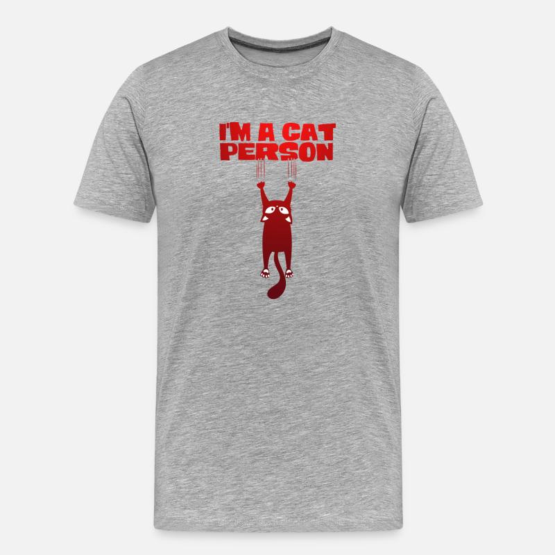 Ich bin ein Katzenmensch - Männer Premium Bio T-Shirt - Grau meliert