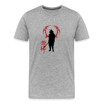 samurai - Men's Premium Organic T-Shirt - heather grey - Front - Damien (186cm)