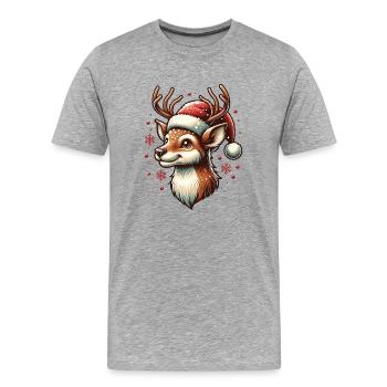 Rentier Weihnachten Schneefall - Männer Premium Bio T-Shirt - Grau meliert - Vorne - Damien (186cm)