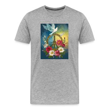 Frieden - Männer Premium Bio T-Shirt - Grau meliert - Vorne - Damien (186cm)