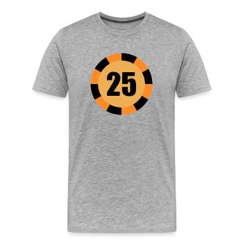 Numéro de jeton de poker 25 conception de jeu de poker - T-shirt bio Premium Homme - gris chiné - Devant - Damien (186cm)