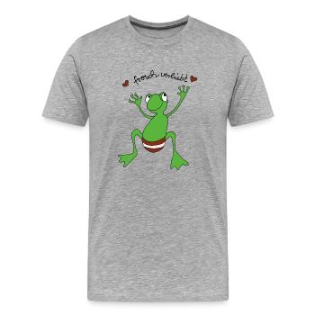 Frosch Verliebt - Männer Premium Bio T-Shirt - Grau meliert - Vorne - Damien (186cm)