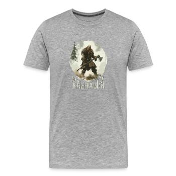 Valhalla Wikinger Viking Warrior - Männer Premium Bio T-Shirt - Grau meliert - Vorne - Damien (186cm)