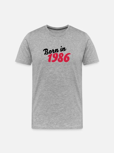Born in 1986 - Männer Premium Bio T-Shirt - Grau meliert