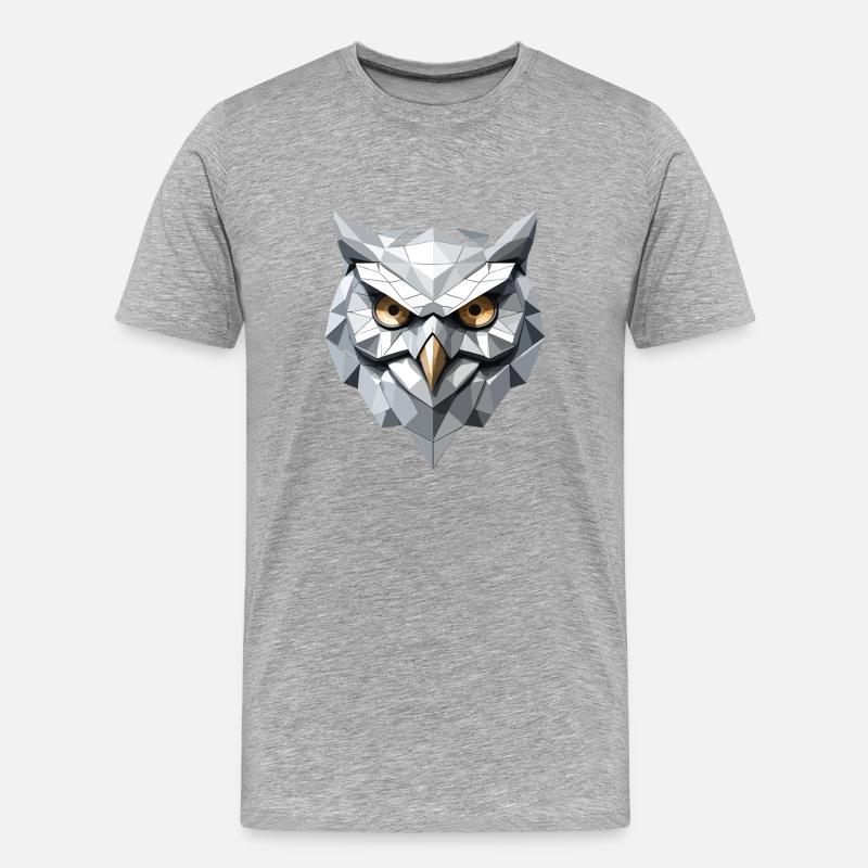 Eule Maske - Low Poly Design - Männer Premium Bio T-Shirt - Grau meliert