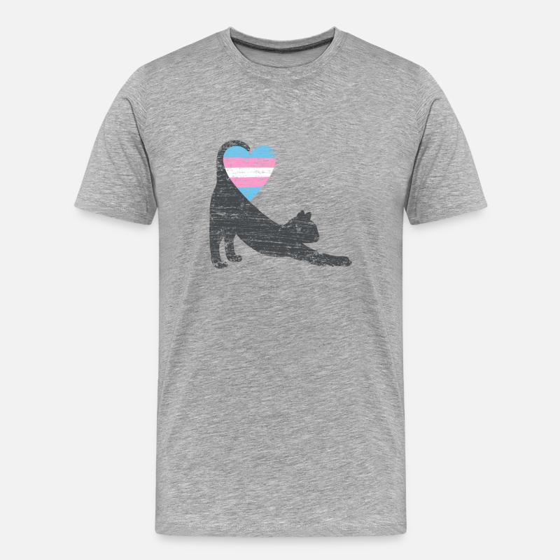trans drapeau chat I - T-shirt bio Premium Homme - gris chiné