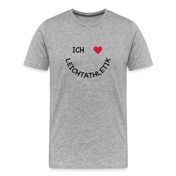 Ich liebe Leichtathletik - Männer Premium Bio T-Shirt - Grau meliert - Vorne - Damien (186cm)