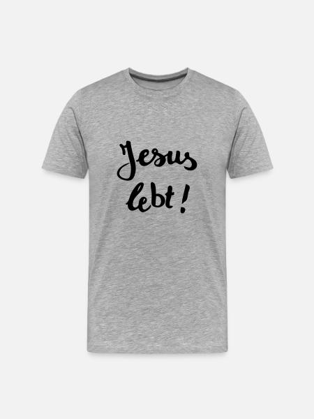 Jesus lebt ! - Männer Premium Bio T-Shirt - Grau meliert