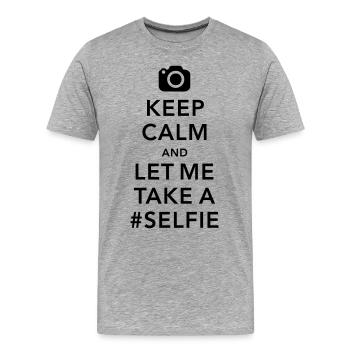 funny Keep calm take a selfie #selfie meme - T-shirt bio Premium Homme - gris chiné - Devant - Damien (186cm)