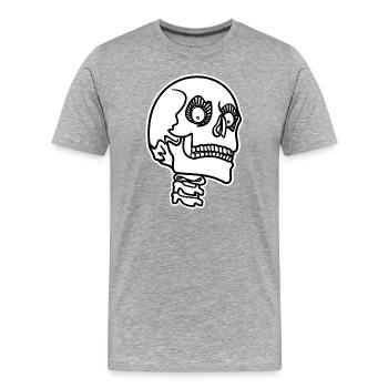 Crâne effrayant Crâne Crâne Squelette Crâne d’Halloween Crâne - T-shirt bio Premium Homme - gris chiné - Devant - Damien (186cm)
