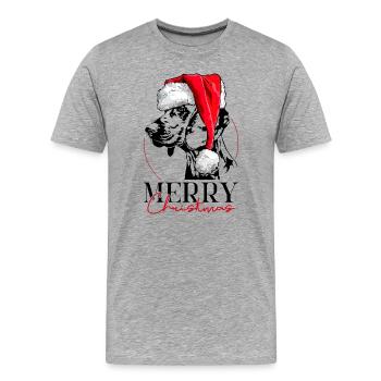 Père Noël CHIEN DE SUEUR HANOVRIEN Joyeux Noël - T-shirt bio Premium Homme - gris chiné - Devant - Damien (186cm)