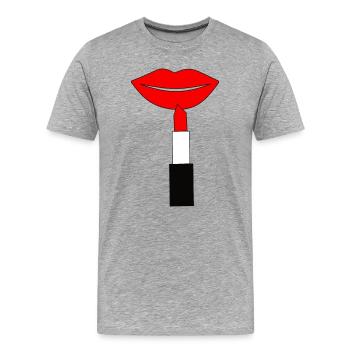 Rouge à lèvres Lèvres Rouge - T-shirt bio Premium Homme - gris chiné - Devant - Damien (186cm)