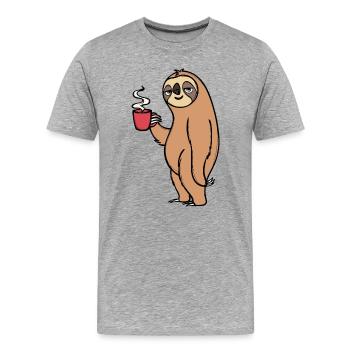 Tired Animal Lazy Sloth Late Riser Jungle - Men's Premium Organic T-Shirt - heather grey - Front - Damien (186cm)