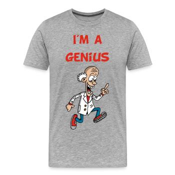 Ich bin ein Genie (Englisch) - Männer Premium Bio T-Shirt - Grau meliert - Vorne - Damien (186cm)