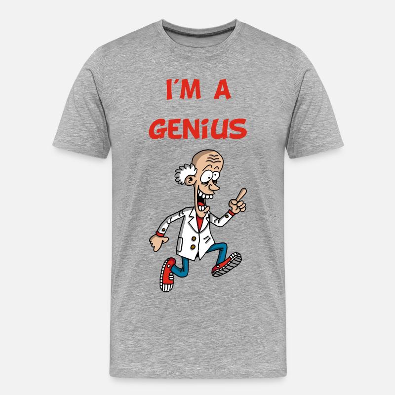 Ich bin ein Genie (Englisch) - Männer Premium Bio T-Shirt - Grau meliert