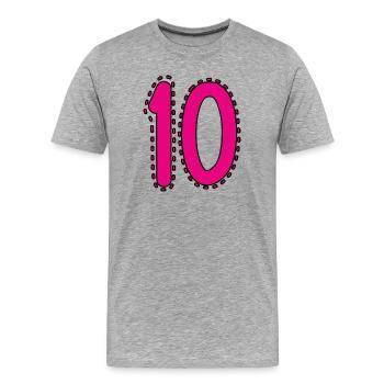 10. 10 JAHRE. 10-JÄHRIGES JUBILÄUM. 10-JÄHRIGES JUBILÄUM. - Männer Premium Bio T-Shirt - Grau meliert - Vorne - Damien (186cm)