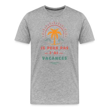 Ich kann keinen Urlaub haben - Männer Premium Bio T-Shirt - Grau meliert - Vorne - Damien (186cm)