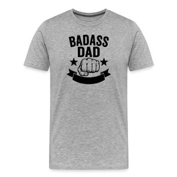 T-shirt Force et Fierté - T-shirt bio Premium Homme - gris chiné - Devant - Damien (186cm)