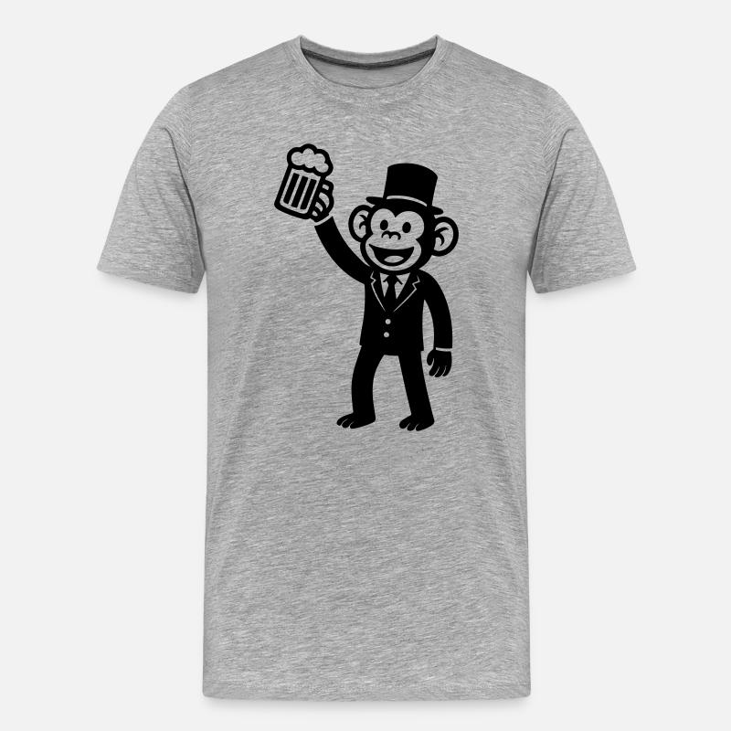 Affe Bachelor Party Bier - Männer Premium Bio T-Shirt - Grau meliert