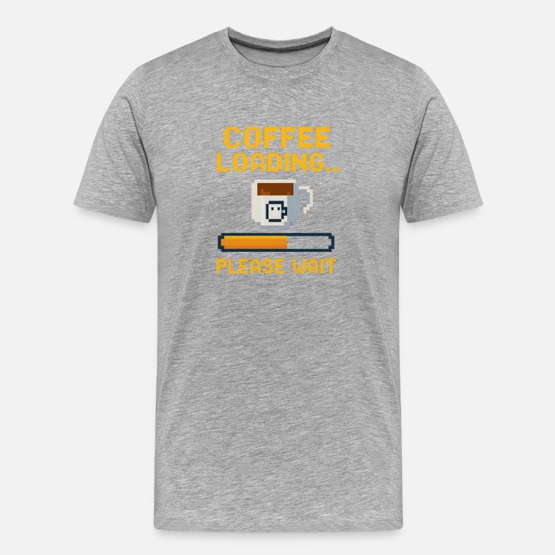 Coffee Loading… Please Wait - Männer Premium Bio T-Shirt - Grau meliert