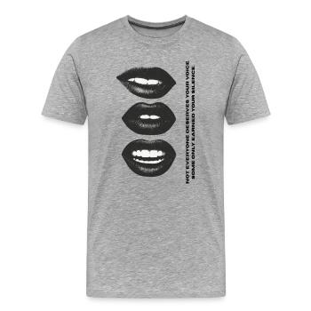 Lippen - Stimme - Männer Premium Bio T-Shirt - Grau meliert - Vorne - Damien (186cm)