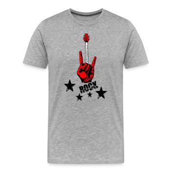 Main rock et manche de guitare - T-shirt bio Premium Homme - gris chiné - Devant - Damien (186cm)